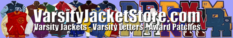 varsity jackets, letterman jackets, custom varsity letterman jackets, high school jackets, corporate jackets, corporate varsity jackets, chenille patches, varsity letters, varsity letter patches, embroidery, college jackets... 